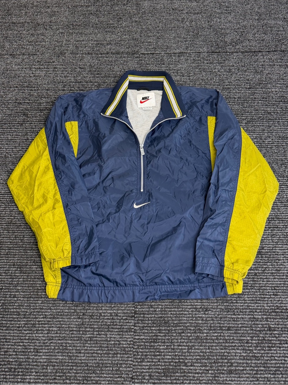 Vintage Nike Jacket Men Large Blue Windbreaker Half Zip Swoosh Lined 90s